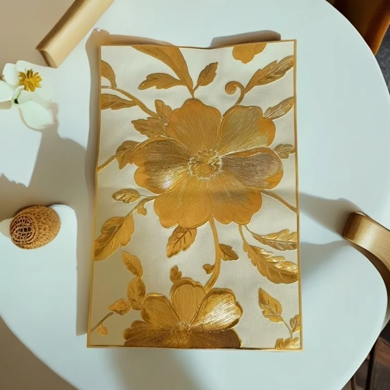 S两只装烫金观花垫子现代简约餐垫防滑装饰垫桌垫装饰摆件