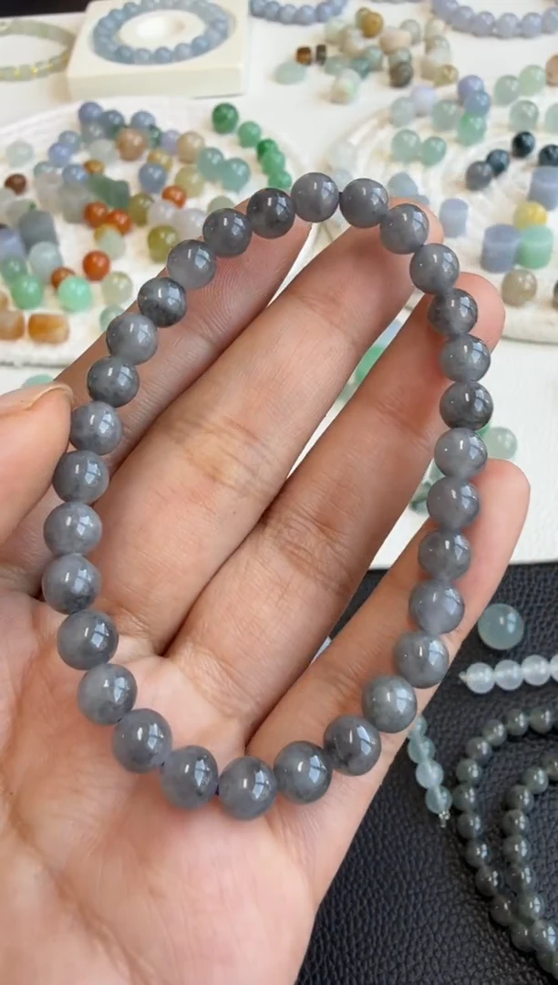 定制翡翠未镶嵌6.7珠串260+26