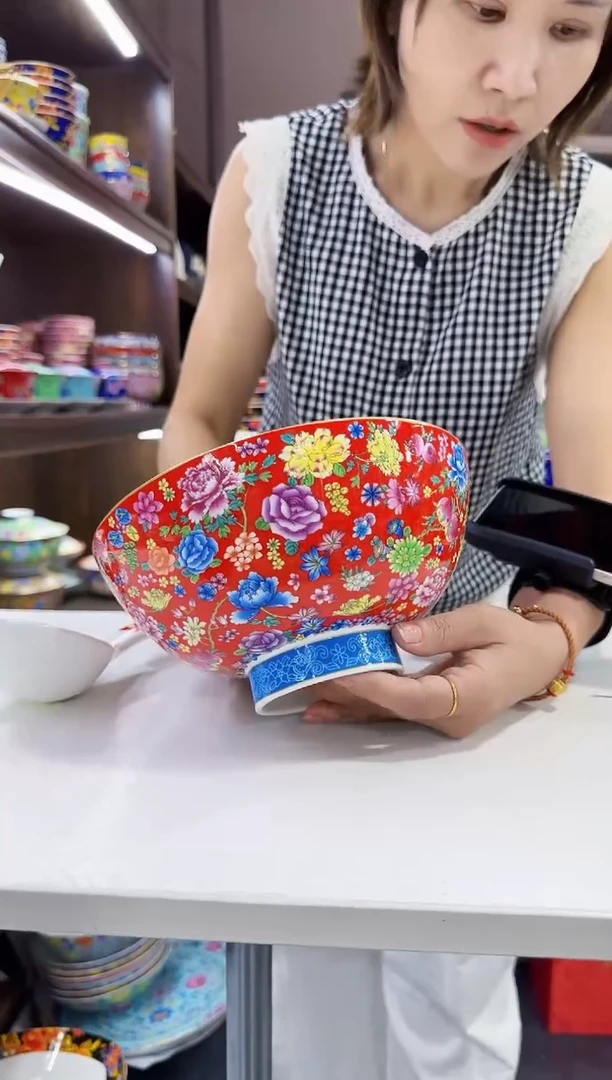 珐琅  8英寸汤碗1个景德镇陶瓷