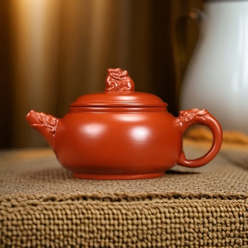 潮州朱泥半手工泥貔貅壶泡茶茶罐容量150毫升茶壶红泥茶具泡茶器