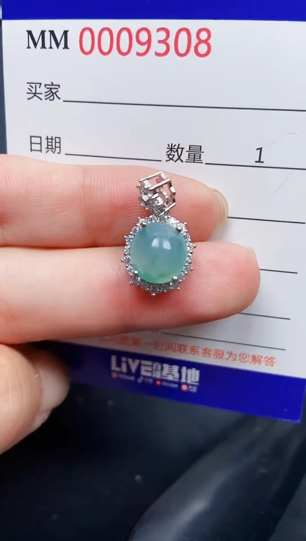 翡翠银S925镶嵌颈饰9308