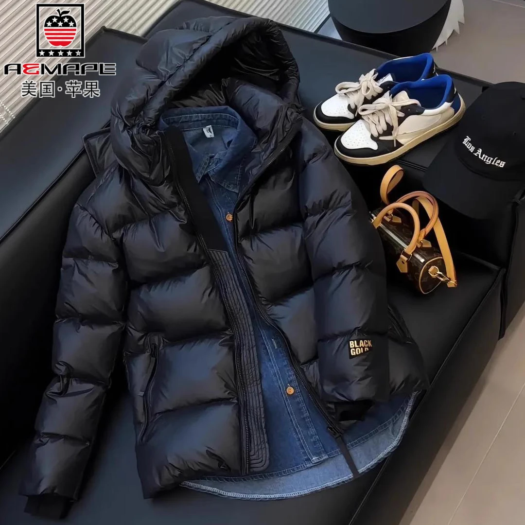 美国苹果高端黑金短款羽绒服男女款冬季加厚极寒保暖爆款潮牌外套