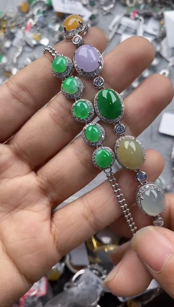 银S925镶嵌戒指翡翠4444----5