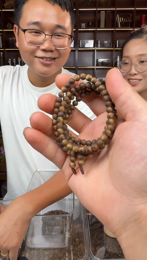 沉香手串06乌身圆叶圆珠多圈手串棋楠手串多样性发一