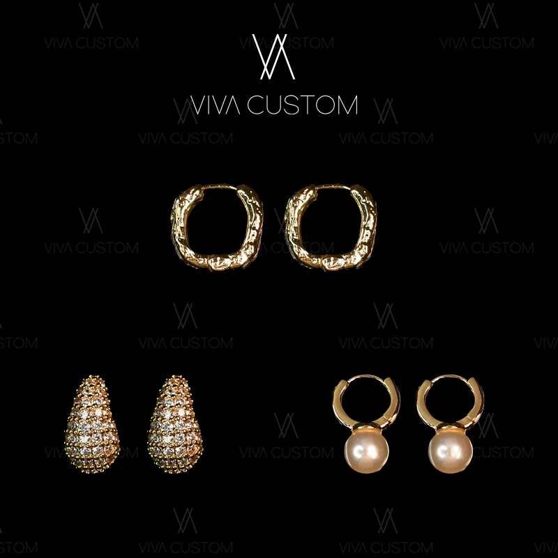 铜合金合成锆石耳饰 （精工系列）奢华闪耀精致几何耳钉