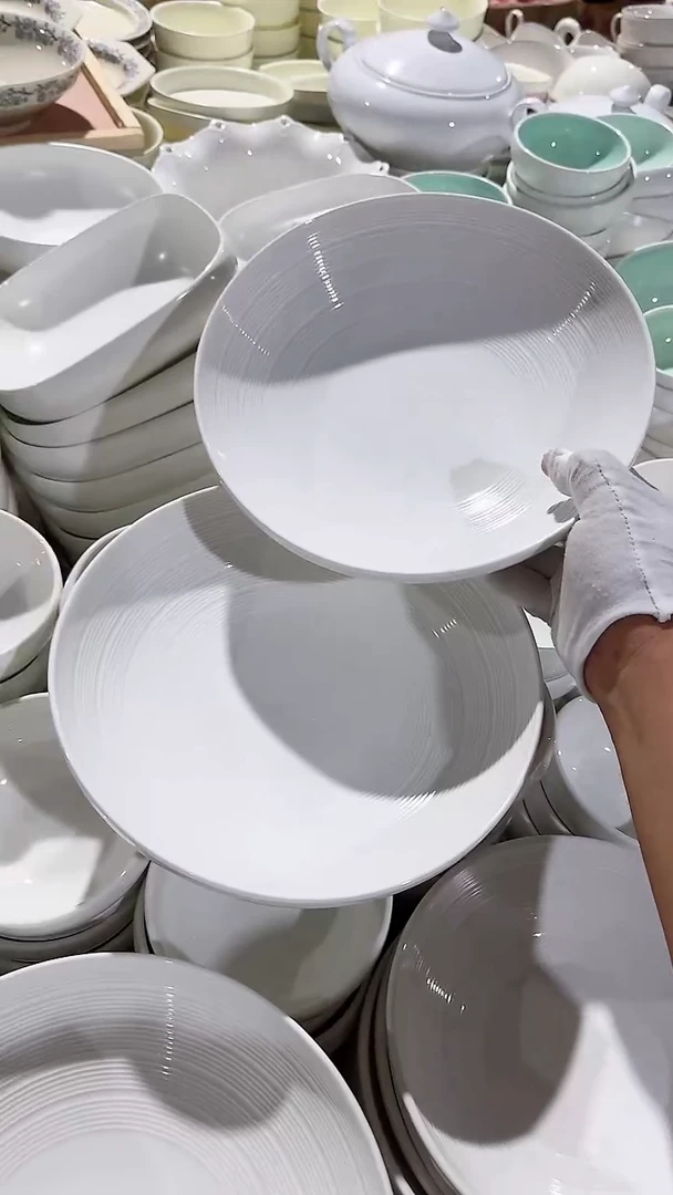 陶瓷2个大号韦斯螺纹深盘微瑕 凑满20元包邮