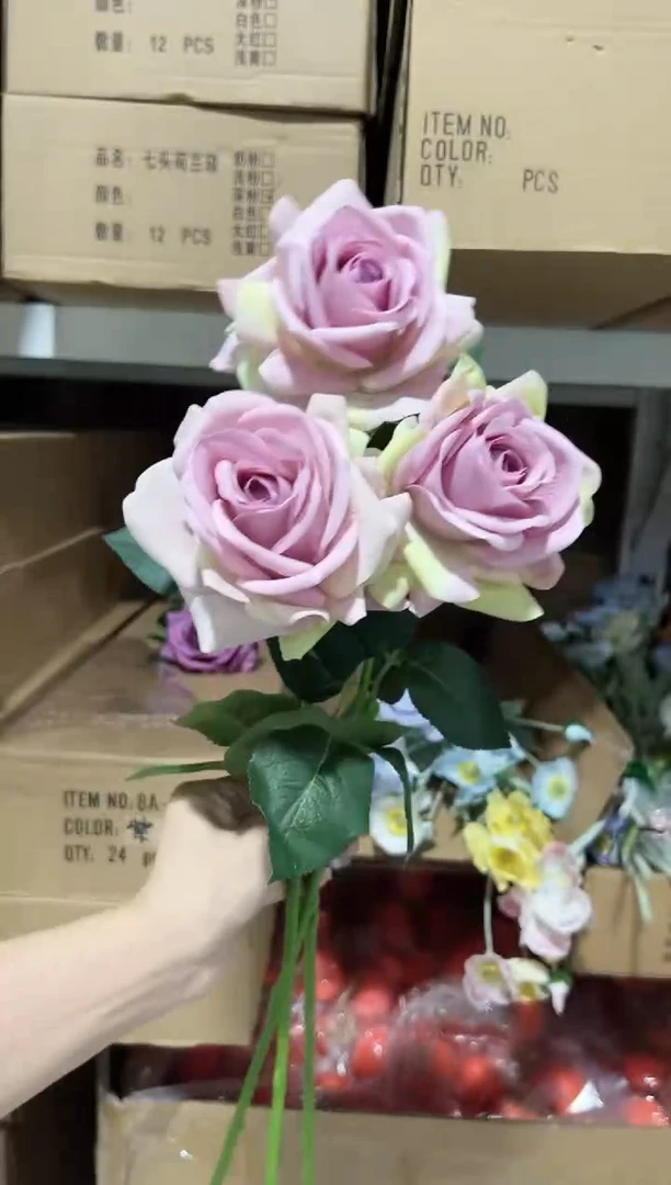 3枝紫绿色手感保湿凯尔玫瑰