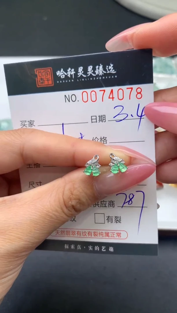 【闪购商品】翡翠挂件未镶嵌哈轩 耳饰1对
