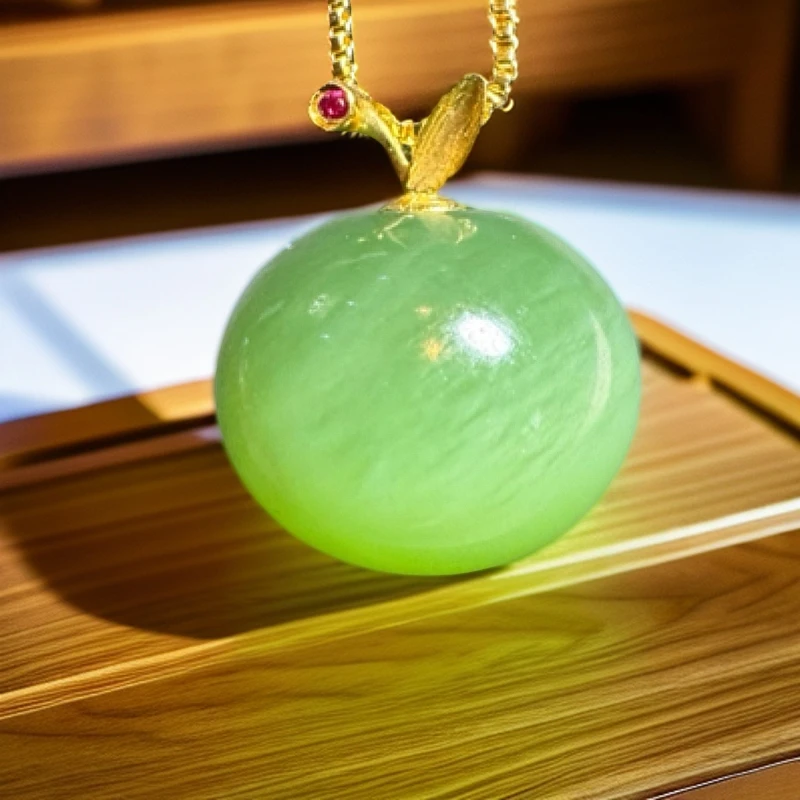 18k镶嵌碧玉苹果绿吊坠