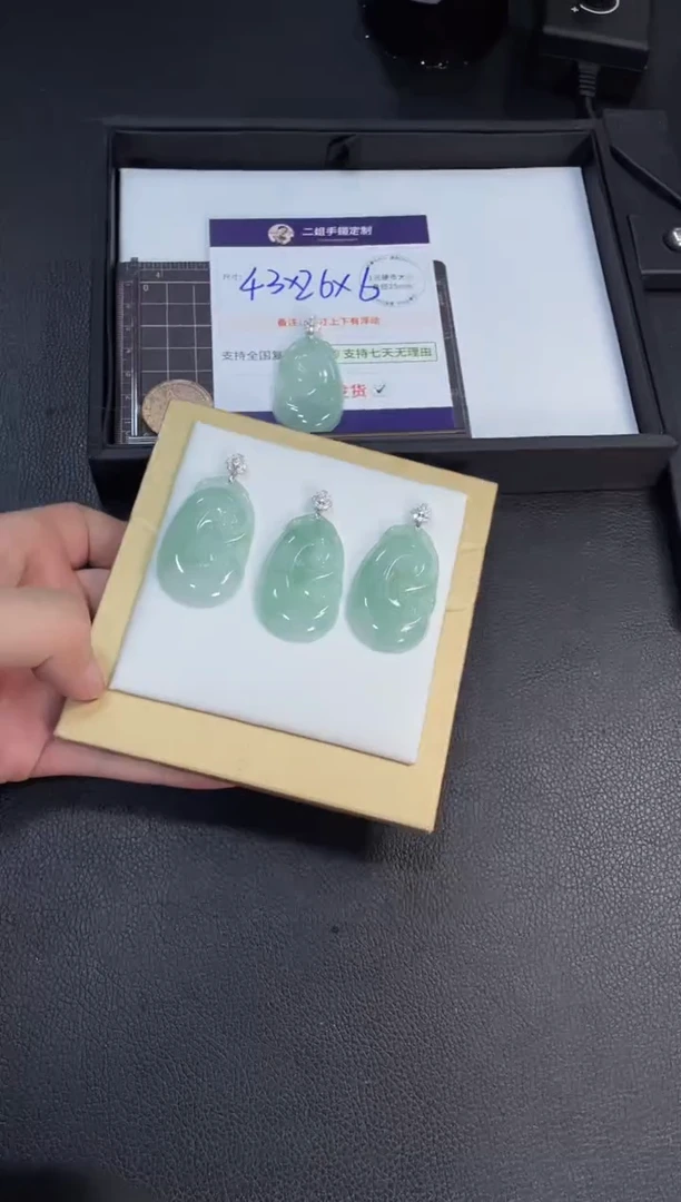 18K金镶嵌挂件翡翠如意FL12/多样性发其一CP配绳