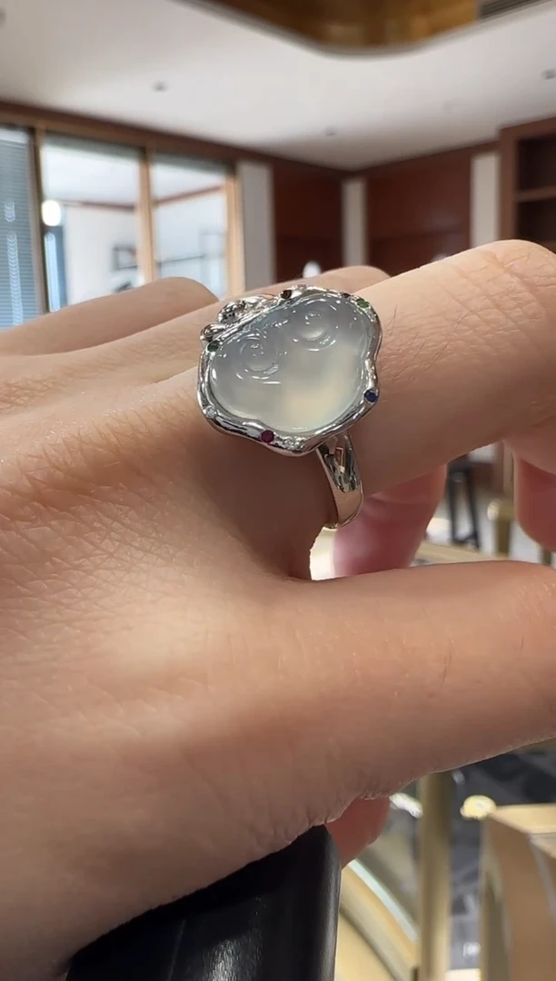 【闪购商品】翡翠戒指银S925镶嵌银镶