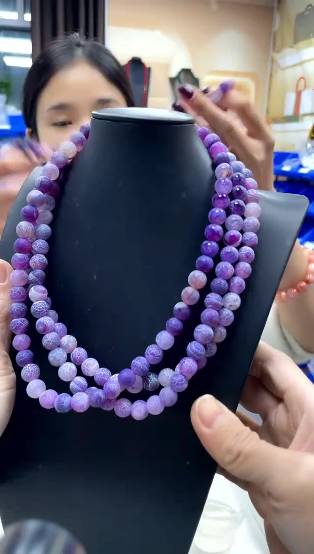 未镶嵌项链玛瑙/玉髓扁鹊玉化迷迭香卡10MM 多样性发一