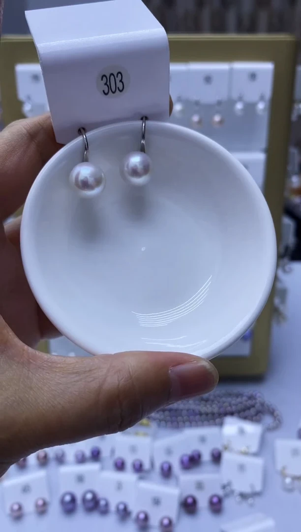 银S925镶嵌耳饰淡水珍珠303