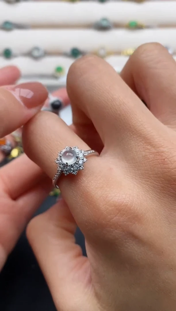 银S925镶嵌戒指翡翠88888888+10