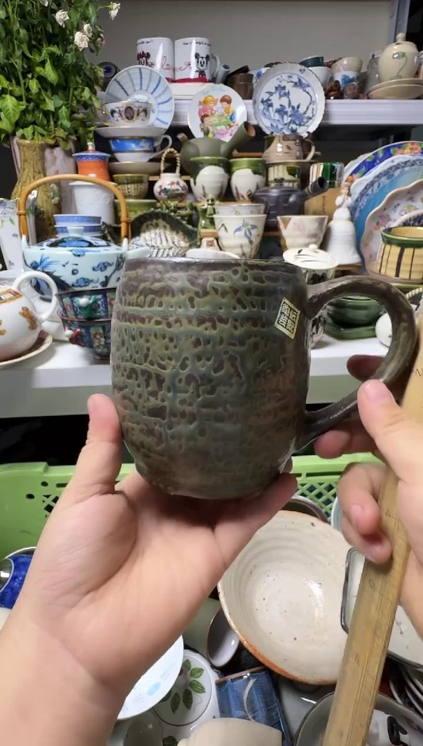 中古瓷器，默认微瑕-粗陶的啤酒杯，超大。077