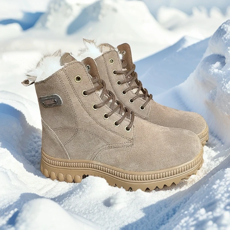【牛皮鞋面+羊毛内里】皮毛一体雪地靴 加绒加厚保暖靴工装靴劳保鞋