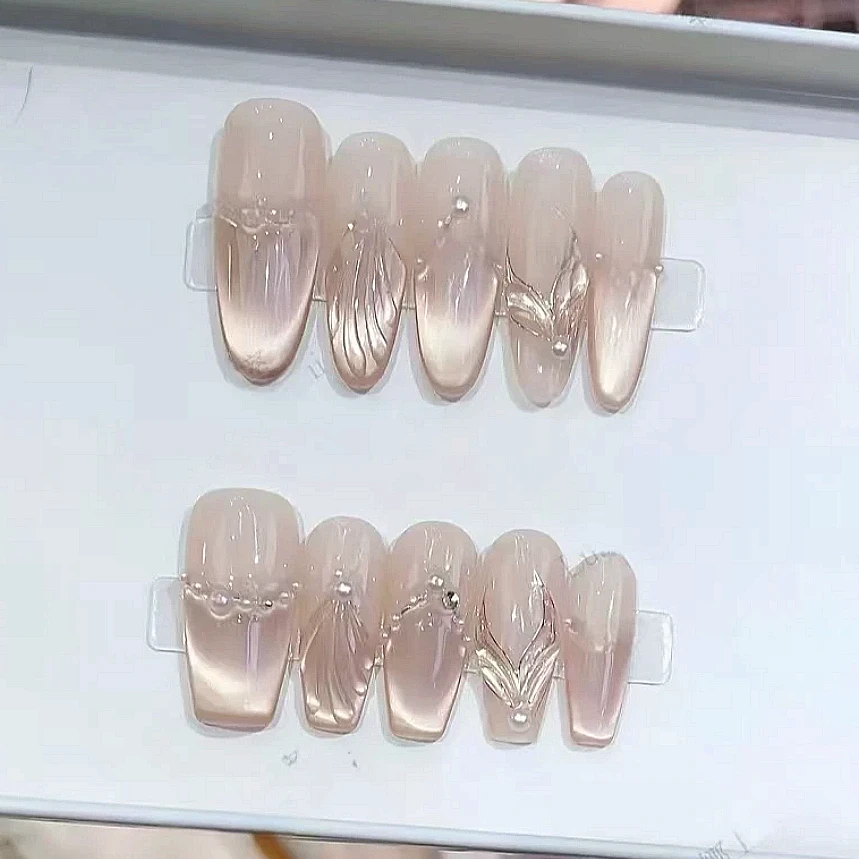 【爱丽儿公主】纯手工穿戴甲鱼尾高定美甲贴新款猫眼美甲