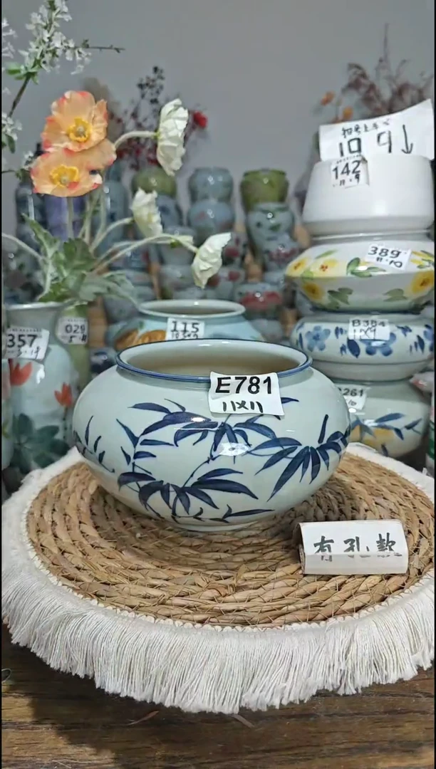 景德镇瓷韵陶瓷花盆E781   手工制品 完美主义者慎拍