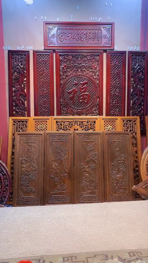 香樟木木雕款梅兰竹菊春夏秋冬4件套一米*40公分