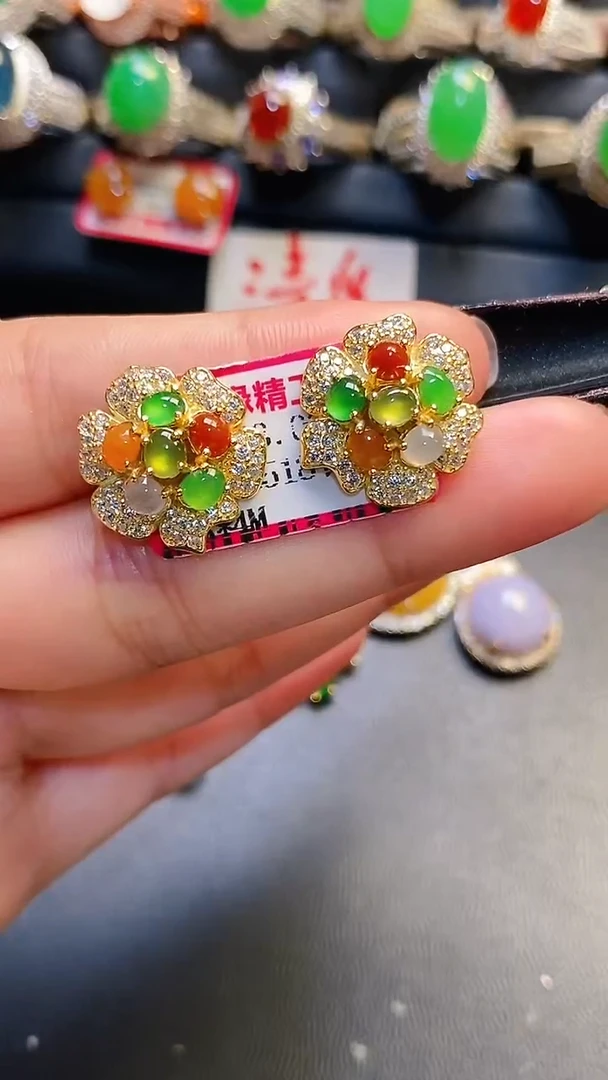 银S925镶嵌戒指翡翠天然