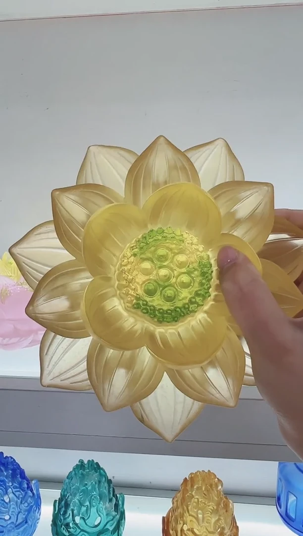 手工艺品琉璃从**你古法琉璃18cm莲花