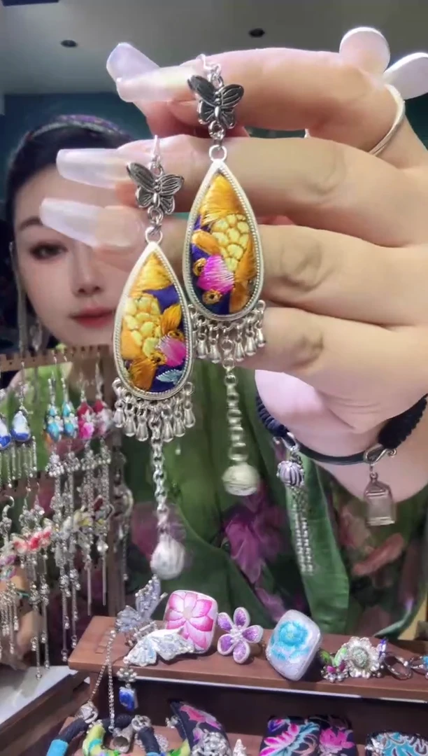 刺绣纯手工民族风刺绣耳环