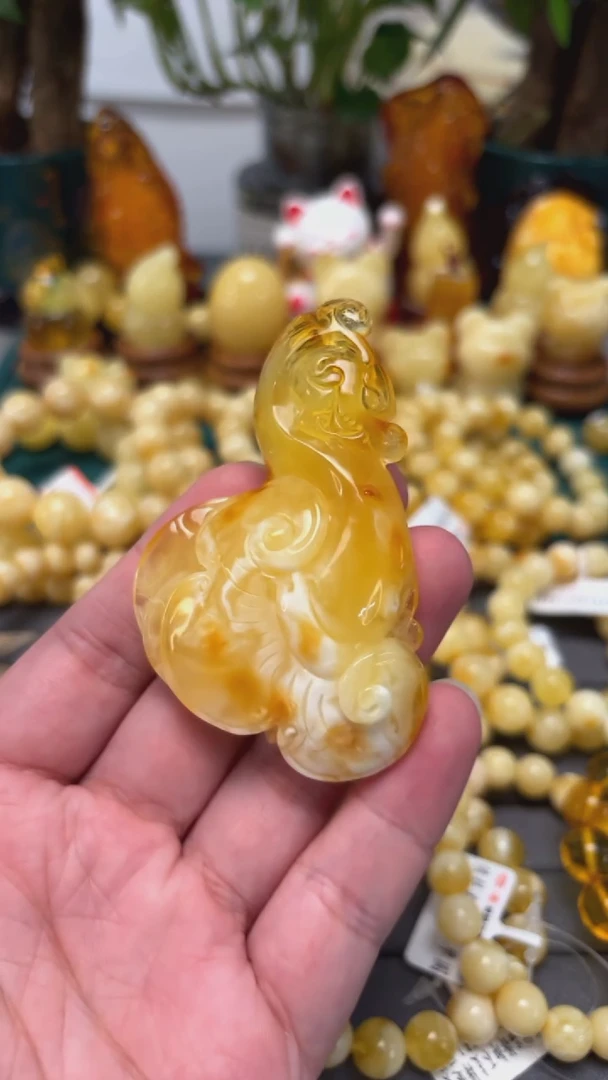 手串蜜蜡未镶嵌p55精品蜜蜡雕刻件 21.82克