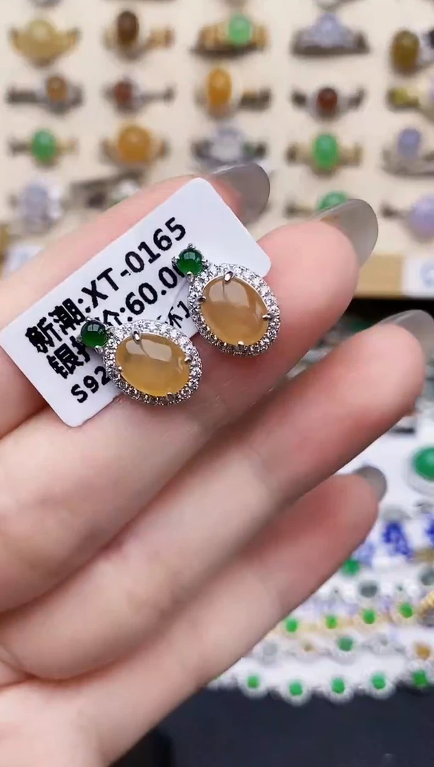 银S925镶嵌戒指翡翠0160