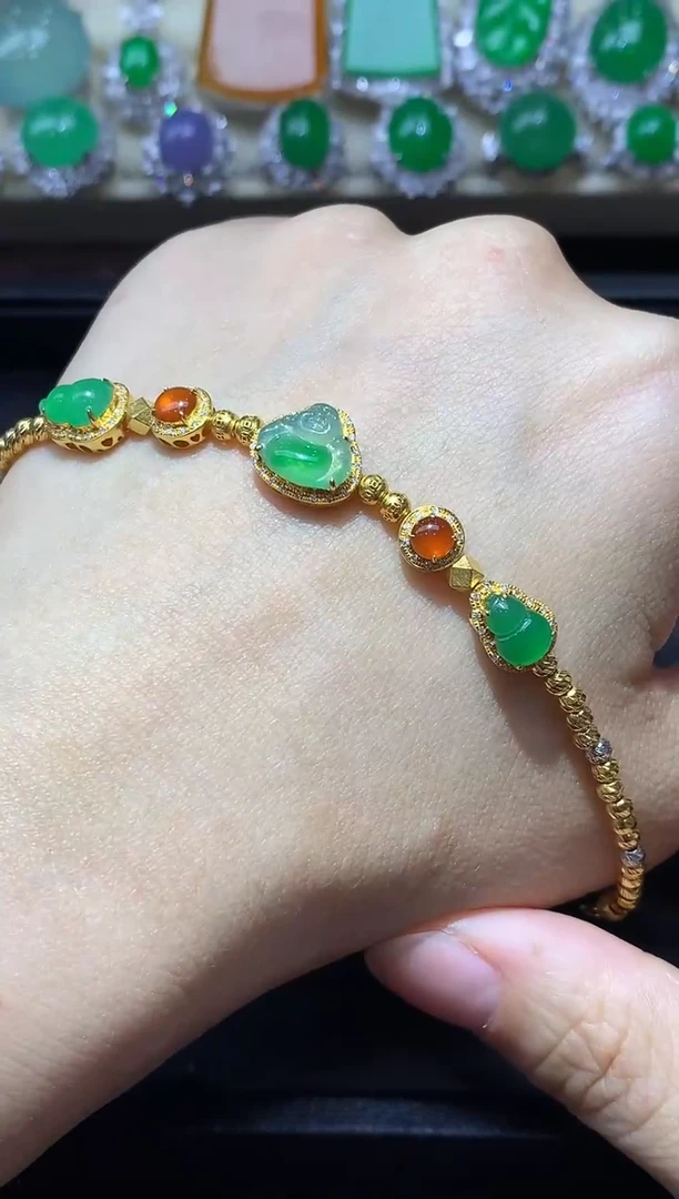 18K金镶嵌手链翡翠619-中国好珍宝