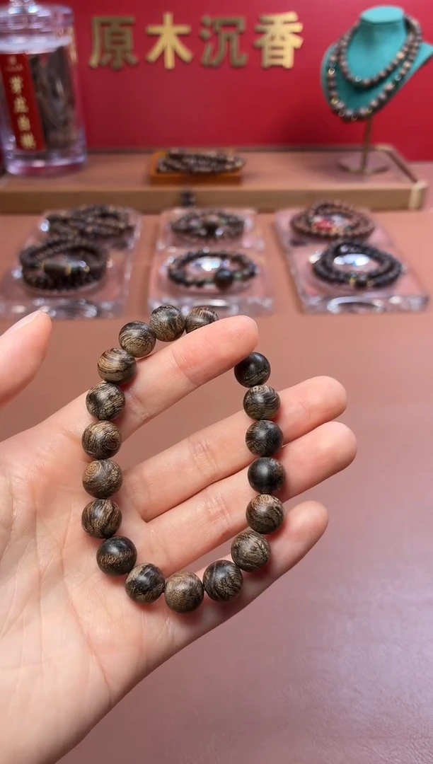 沉香手串沉水越南芽庄白棋爆满瘿子瘤疤10单圈