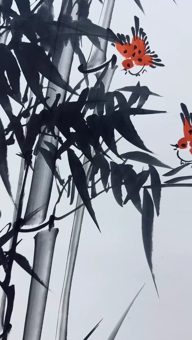 国画王树明国画竹报平安 墨竹