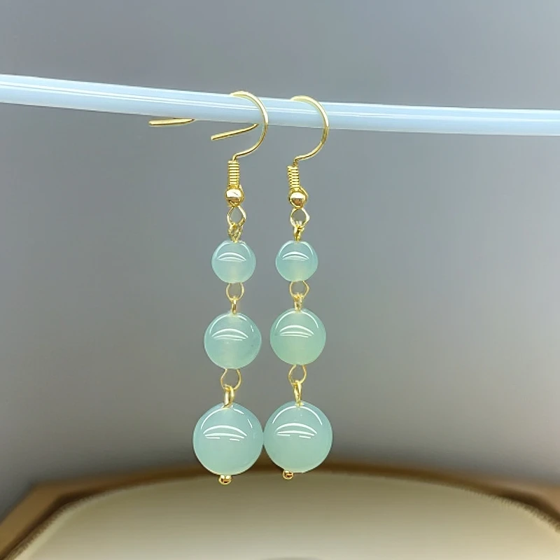 玉髓玛瑙耳坠 三联珠款精致大气耳环400