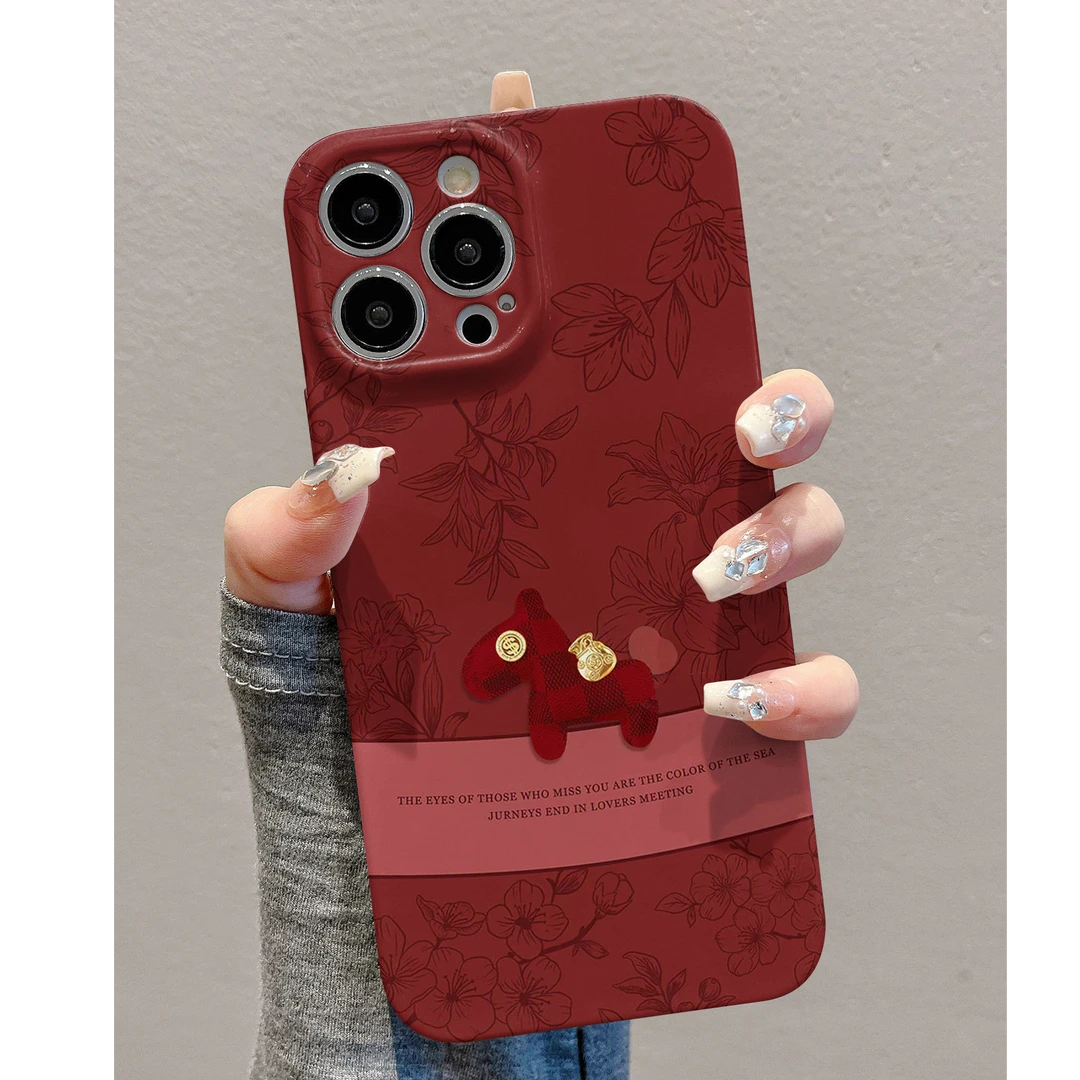 红色小马菲林软壳防摔适用苹果17手机壳小米17p80reno15x300x8s