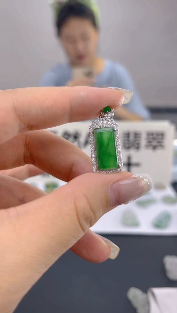翡翠银S925镶嵌颈饰天然A货翡翠  162