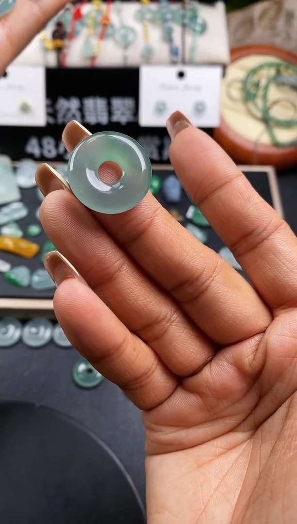 翡翠裸石258甜甜圈 定向 我家仔是只猪