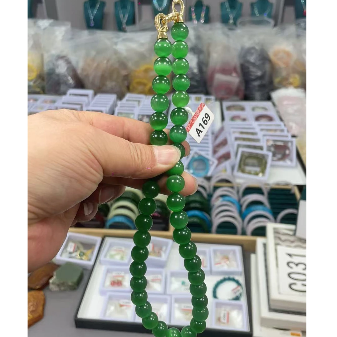 A169 和田玉绿色长链时尚项链