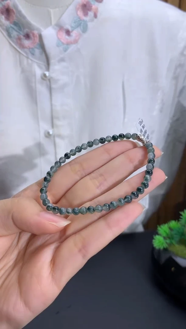 未镶嵌手链翡翠卡4冰胶蓝飘花手串