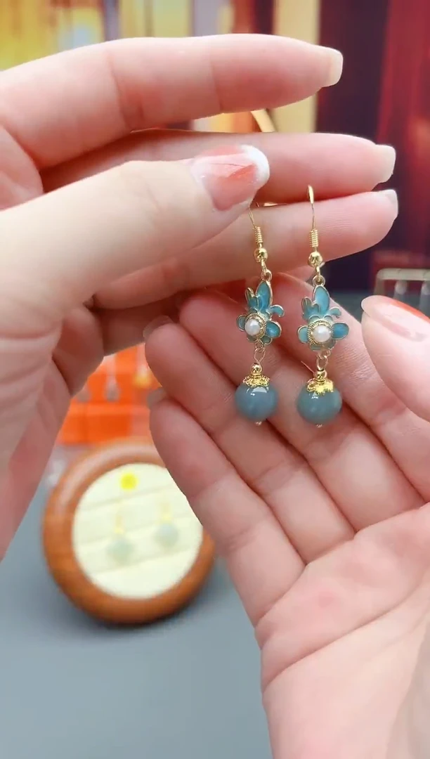 银S925镶嵌翡翠耳饰201