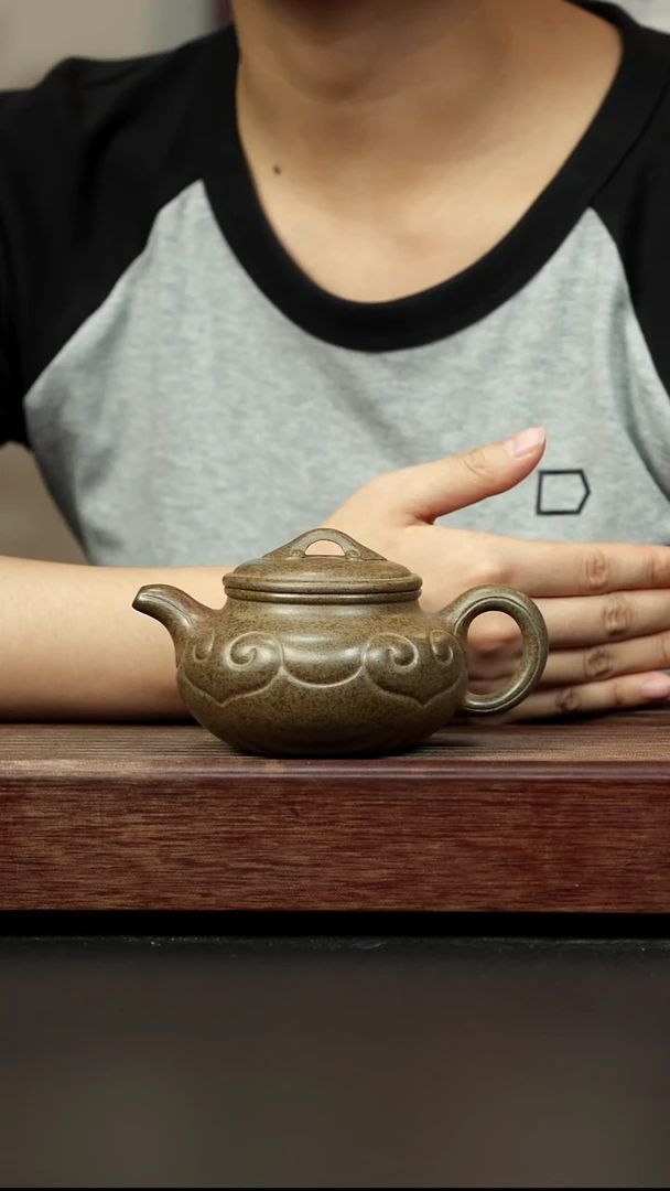 紫砂茶壶柴烧青段仿古如意