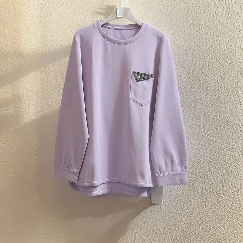 【4317】高品质原创设计紫色个性百搭上衣