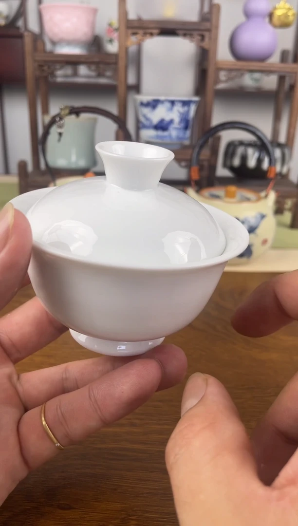 瓷心匠物直播间福利白瓷盖碗