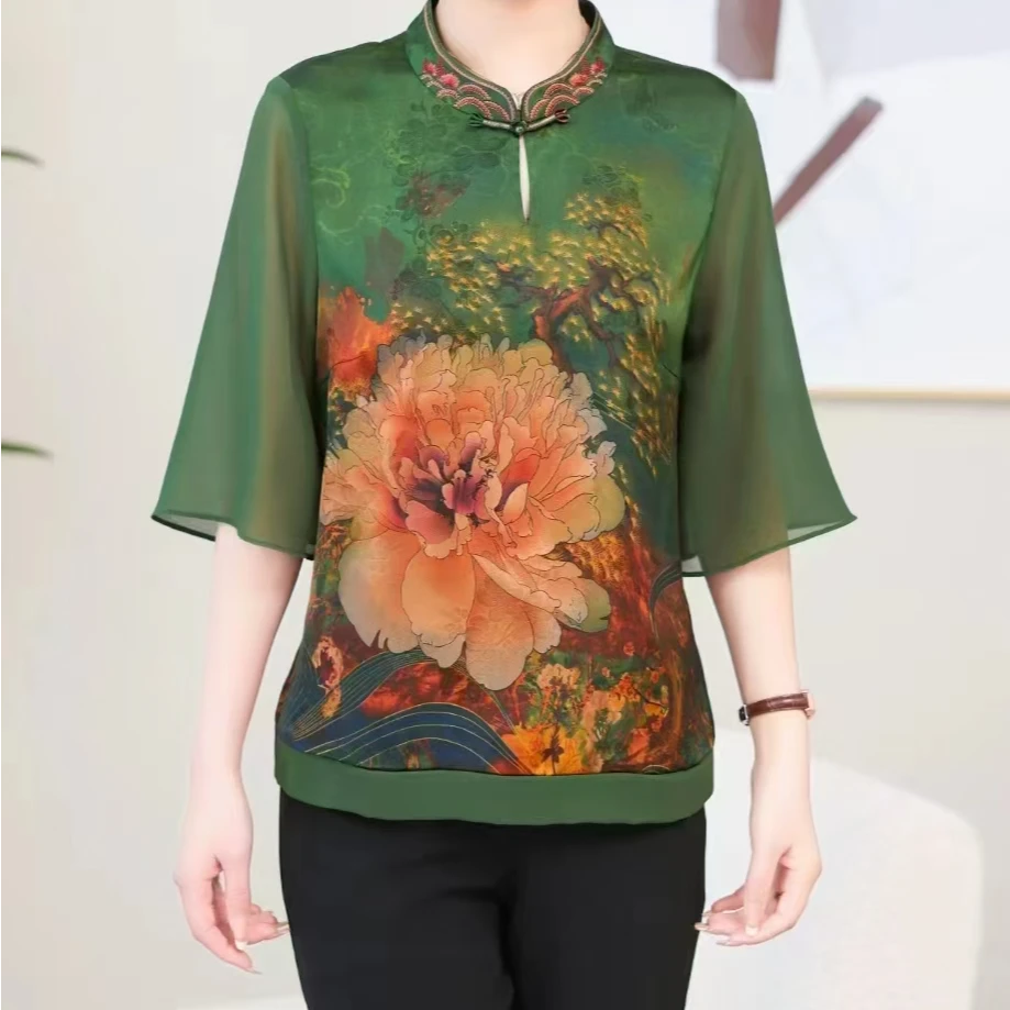 中老年人妈妈装小衫夏季300-400号