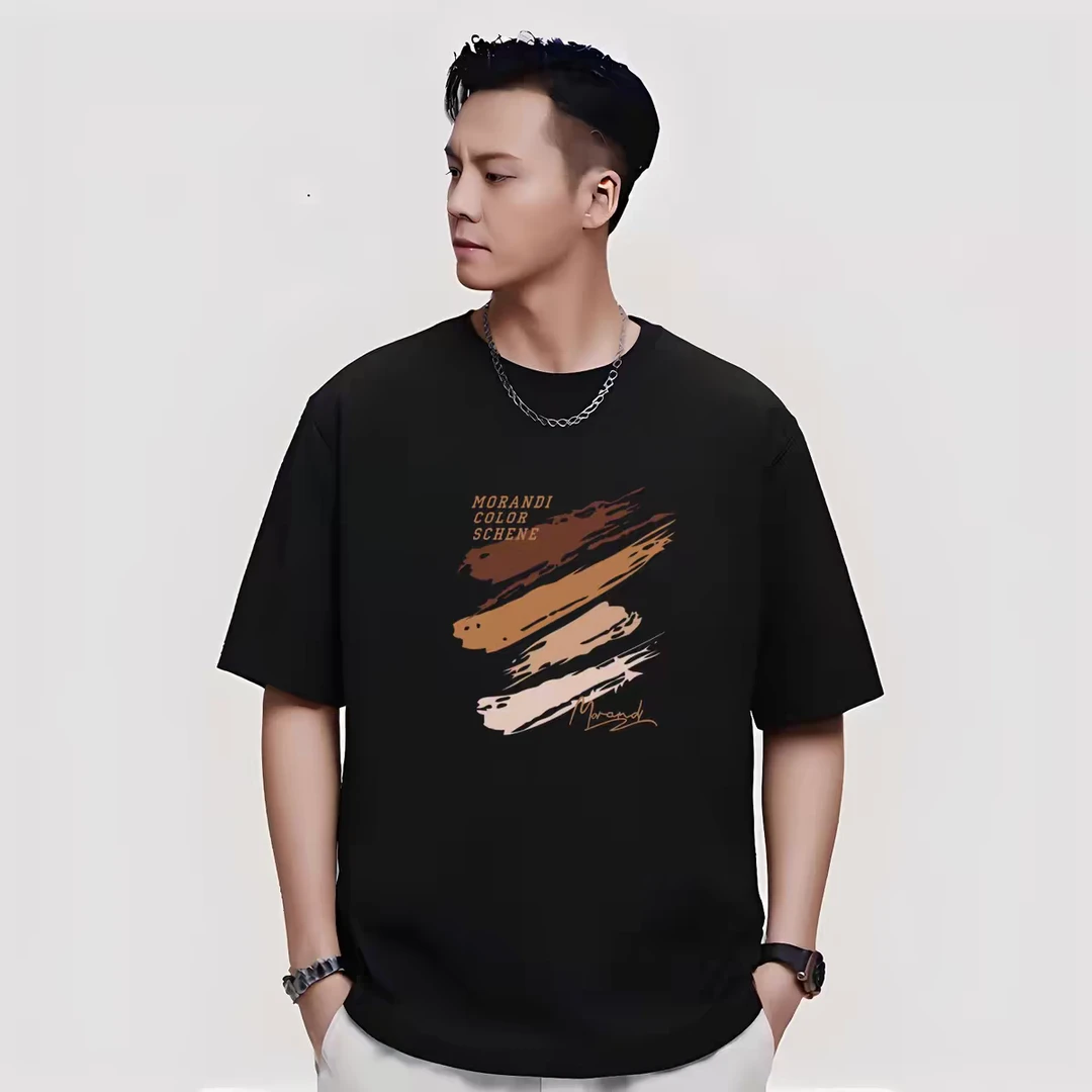 夏季新款重磅纯棉短袖男宽松简约英式学院风情侣t恤男生时尚潮牌