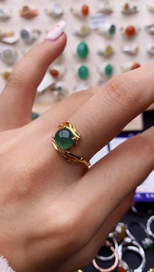 【闪购商品】翡翠戒指银S925镶嵌缅甸翡翠