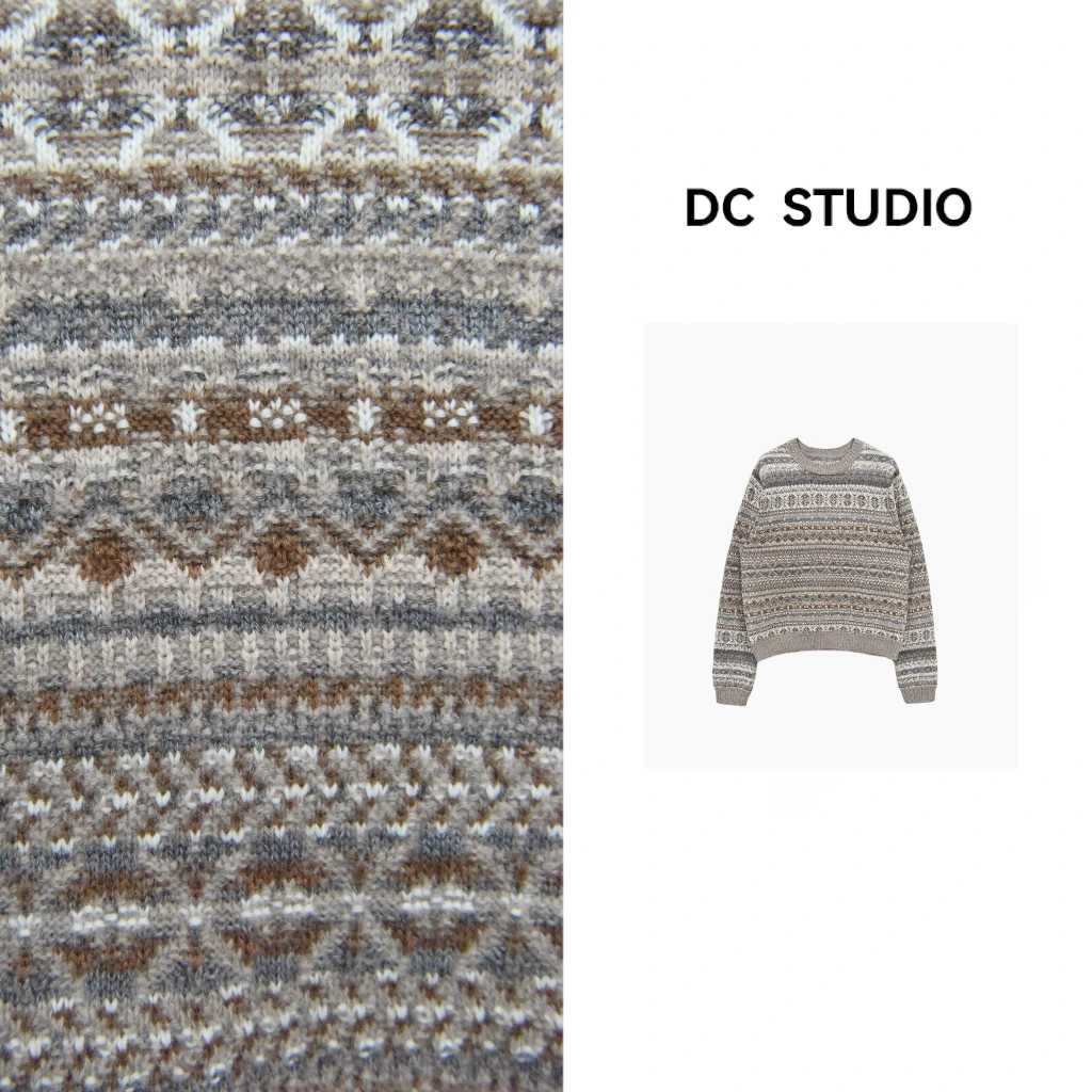 DC STUDIO【流浪诗人】2024秋冬新款时尚休闲条纹保暖拼色圆领毛衣