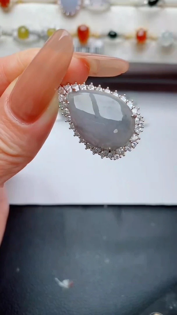 银S925镶嵌戒指翡翠...