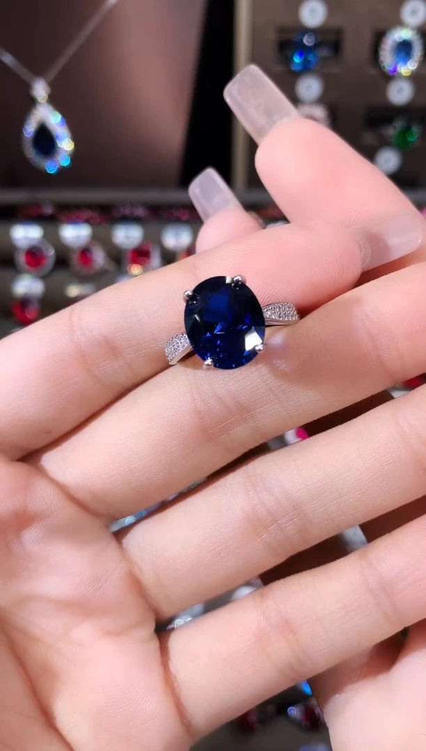 无925银皇家蓝色戒指