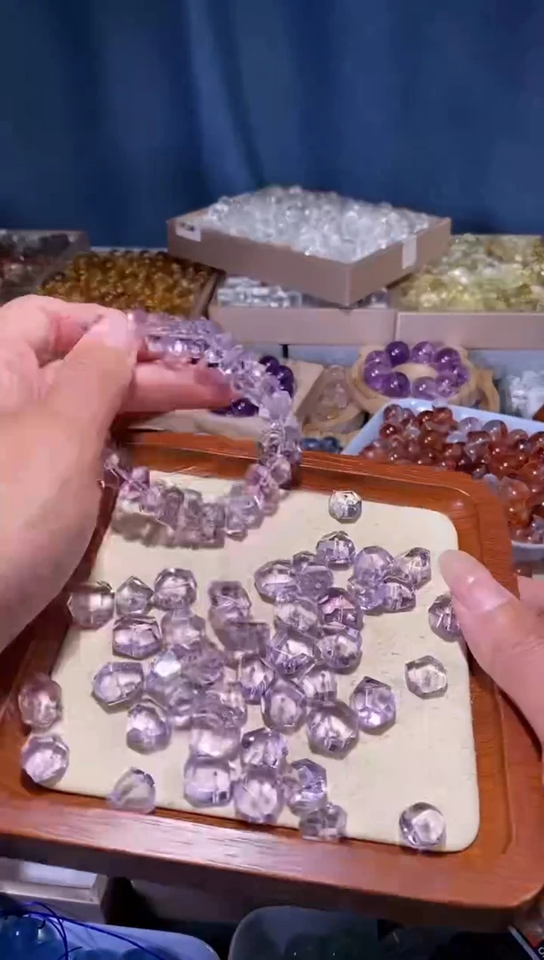 未镶嵌手串水晶K07玻紫切面隔珠一个宽卡约12