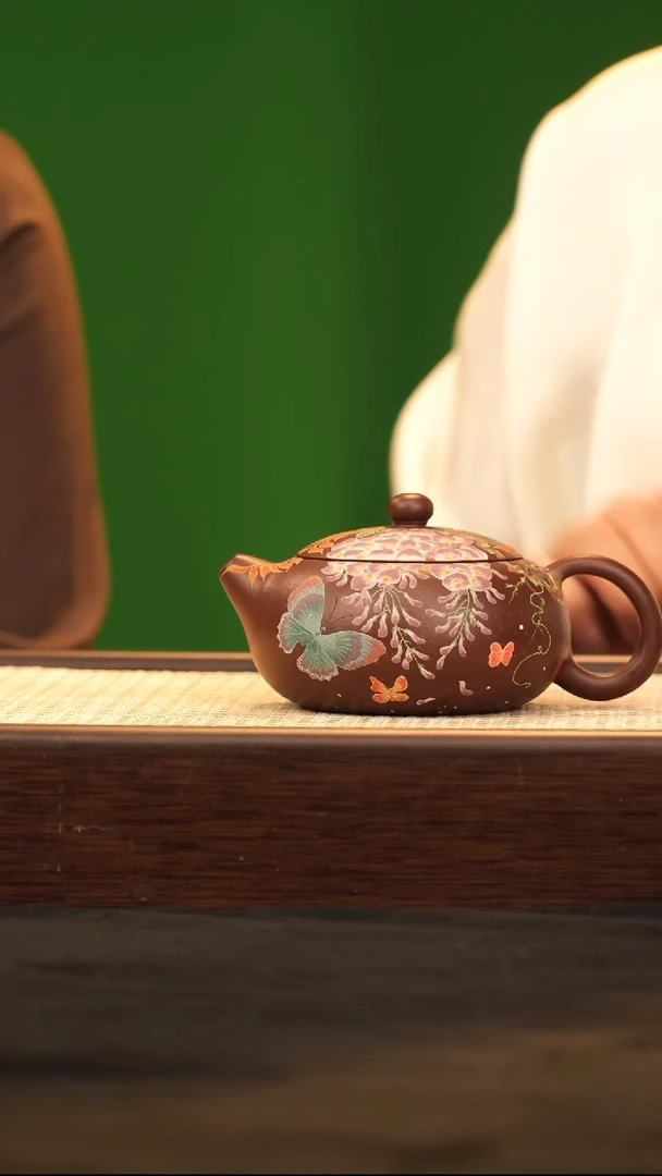 茶壶紫砂QMJ扁西施 紫袍金砂