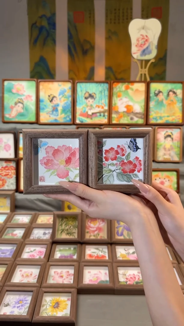 国画小芍药 海棠花 一组11